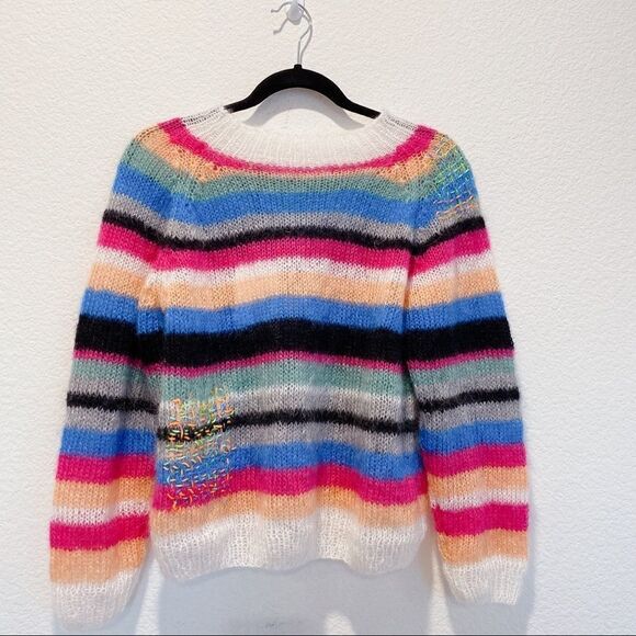 Michaela Buerger silk Mohair blend  Mock Neck Striped Sweater Multi XS - Picture 7 of 14